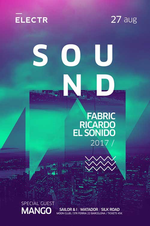 Electro Party Night Free PSD Flyer Template