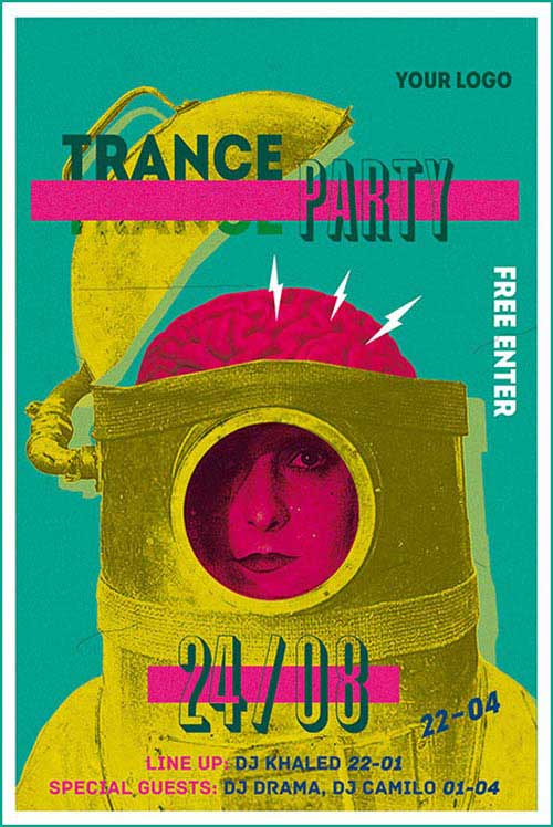 Electro Party Free Poster and Flyer Template