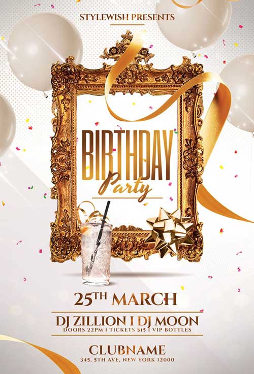 Elegant Birthday Party Flyer Template