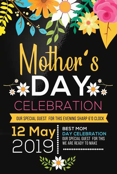 Floral Mother's Day Invitation Flyer Template