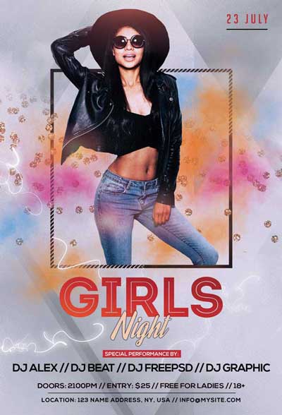 Girls Night Free PSD Flyer Template
