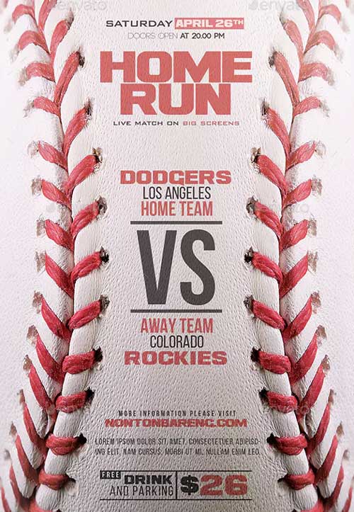 Home Run Baseball Flyer Template