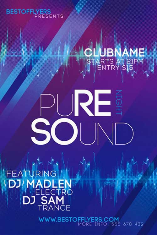 Pure Sounds Night Free Flyer Template