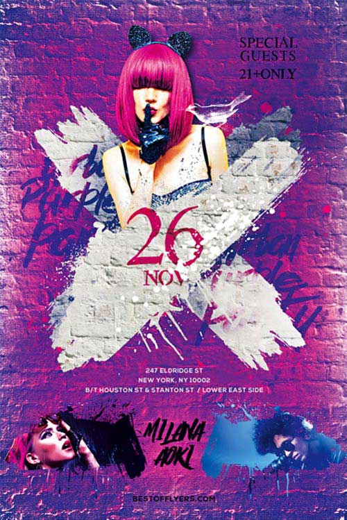 Purple Urban Party Free Flyer Template