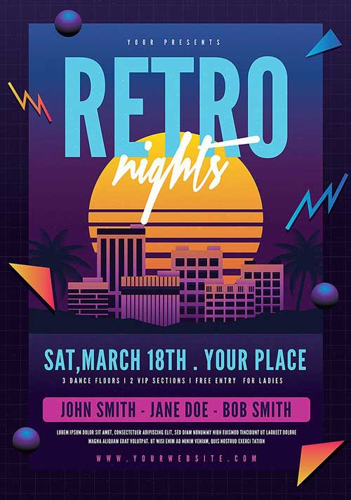 Retro Night 80s Flyer Template