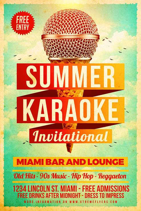 Summer Karaoke Flyer Template