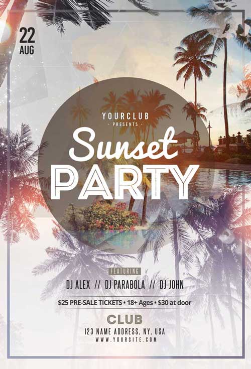 Sunset Party Free PSD Flyer Template