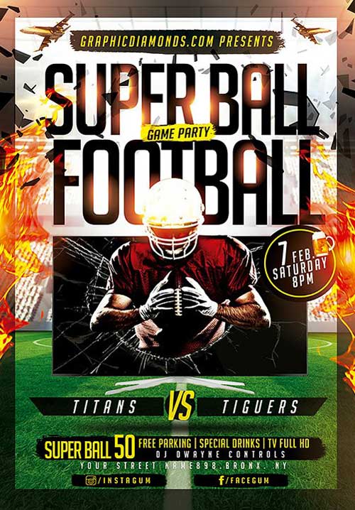 Super Ball Football Game Flyer Template