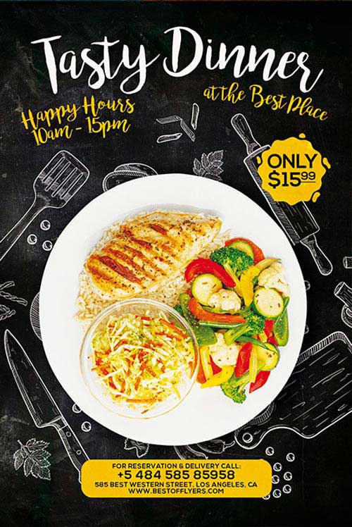 Tasty Dinner Free Flyer and Poster Template