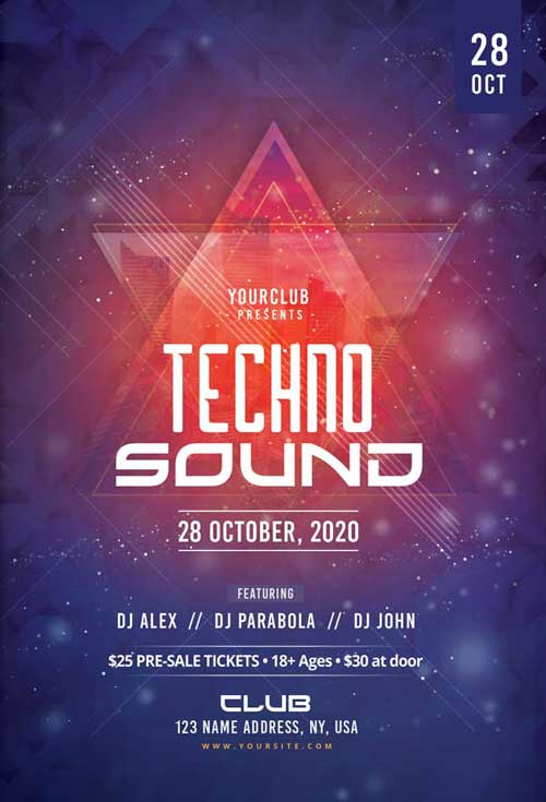 Techno Sound Free PSD Flyer Template