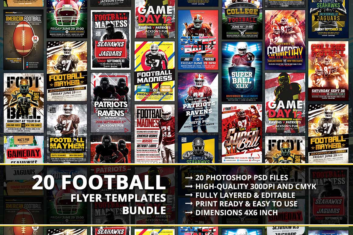 20 Football Flyer Mega Bundle
