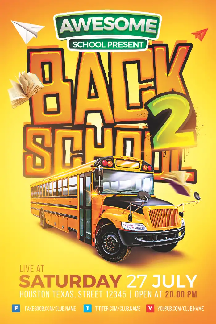 Back To School Club Party Flyer Template