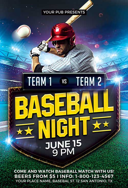 Baseball League Match Flyer Template