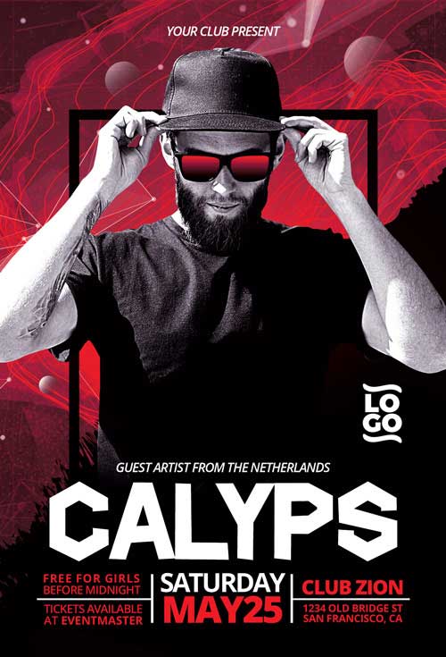 DJ Calyps Music Party Flyer Template
