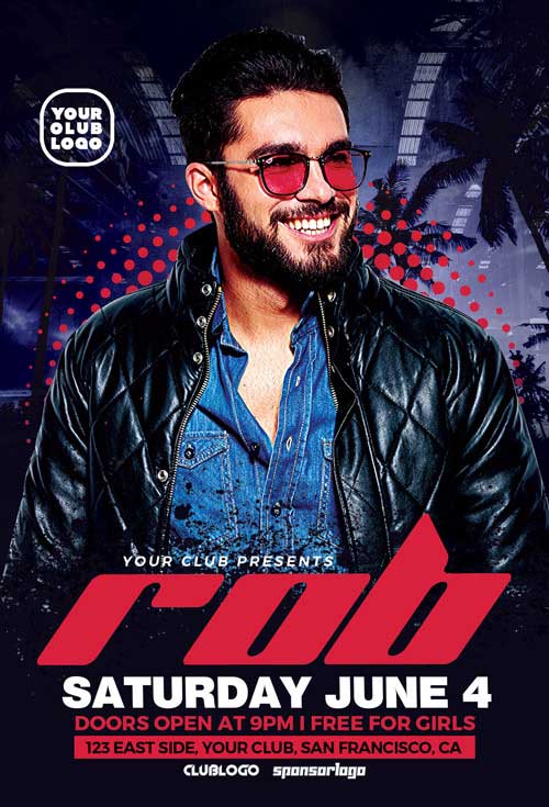 DJ Rob Club Party Flyer Template
