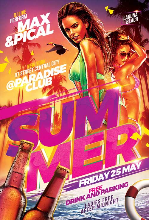 Hot Beach Summer Party Flyer Template