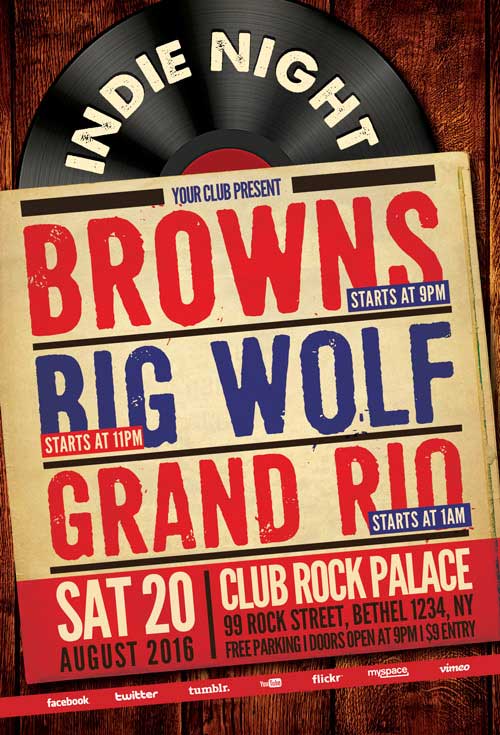 Indie Rock Party Free Flyer Template