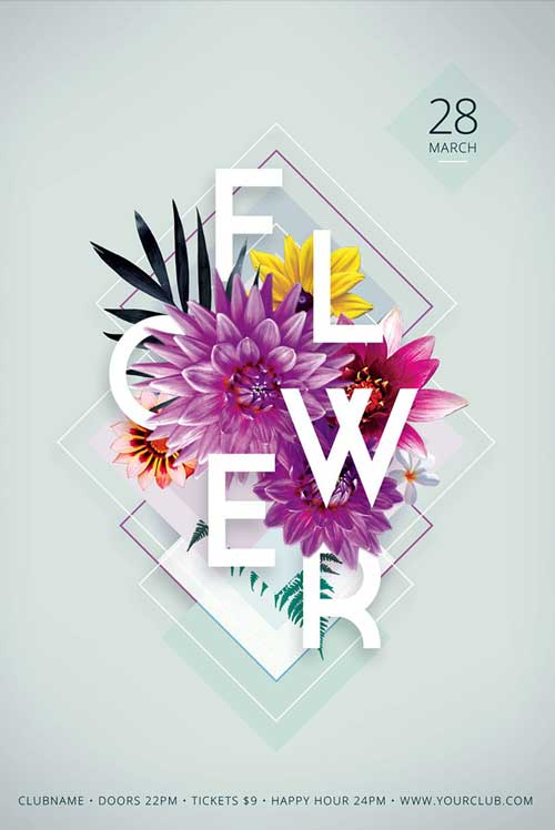 Summer Flower Party Flyer Template