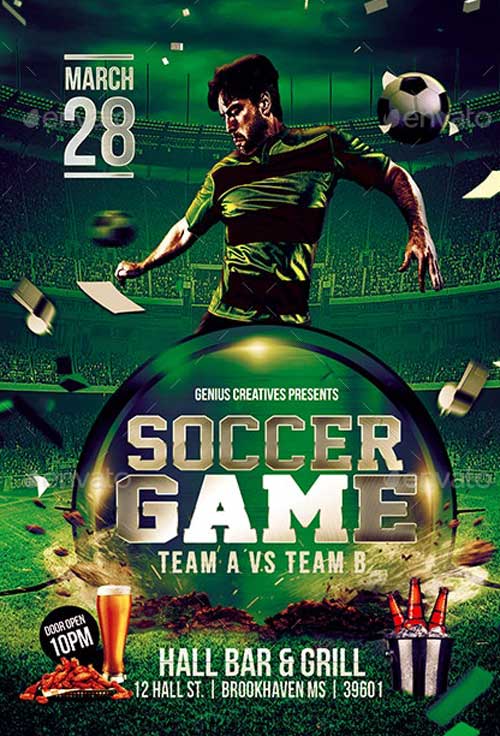 Euro Soccer Sport Match Flyer Template