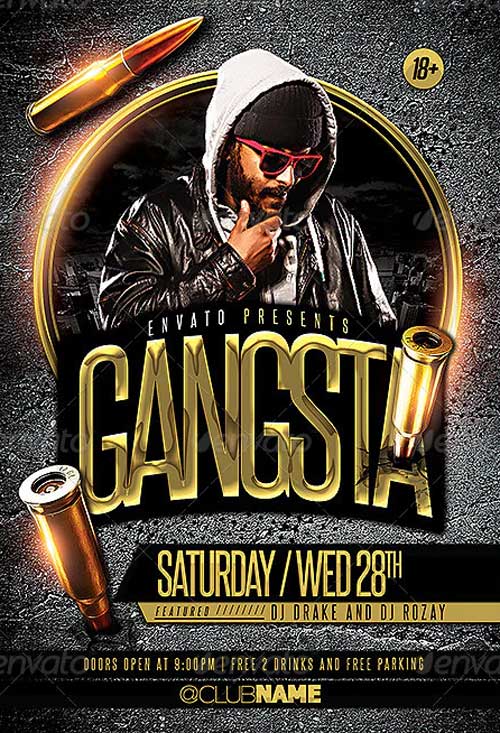 Gangster Rap Music Flyer Template