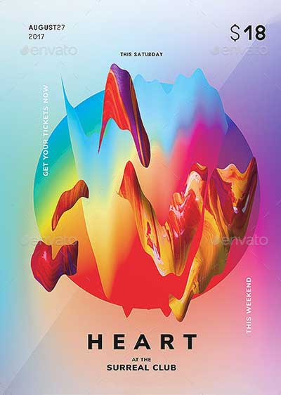 Heart Electro Party Flyer and Poster Template
