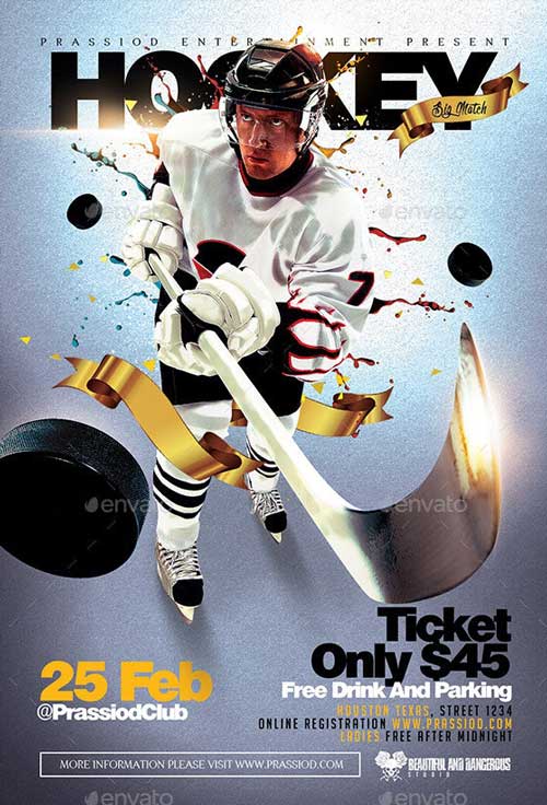Ice Hockey League Flyer Template