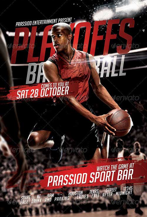 Live Basketball Playoffs Flyer Template