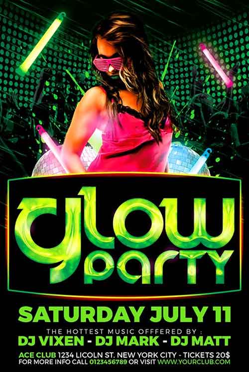 Glow Party Flyer Template