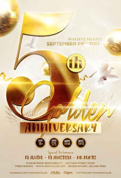 Golden Anniversary Flyer Template