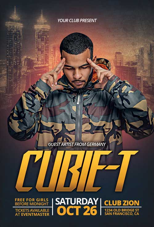 Urban DJ Party Free Flyer Template