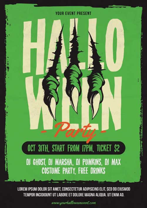 Halloween Monster Party Flyer Template