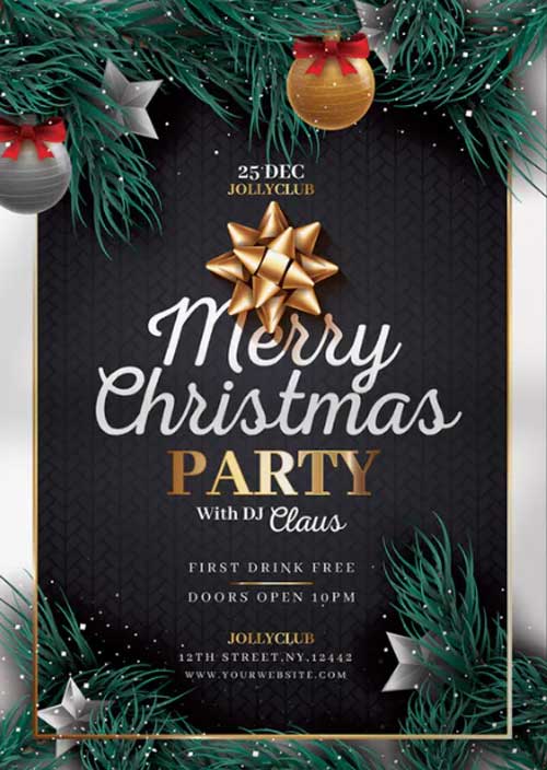 Black & Golden Christmas Flyer Template