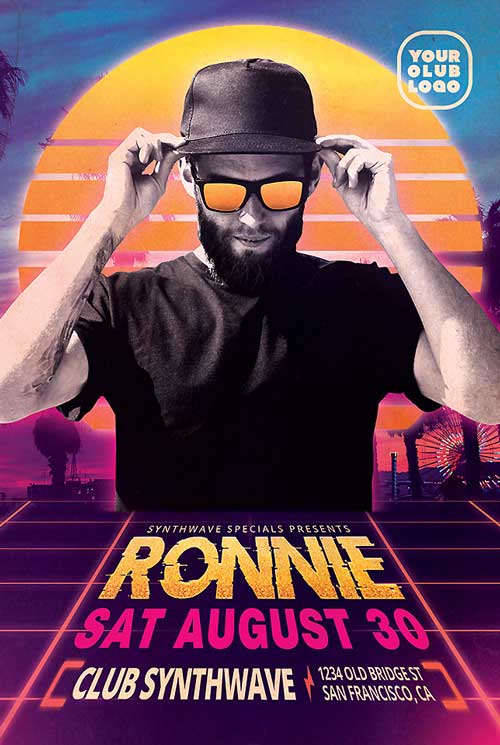 Synthwave Party Flyer Template