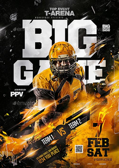 Big Game Football Sport Flyer Template