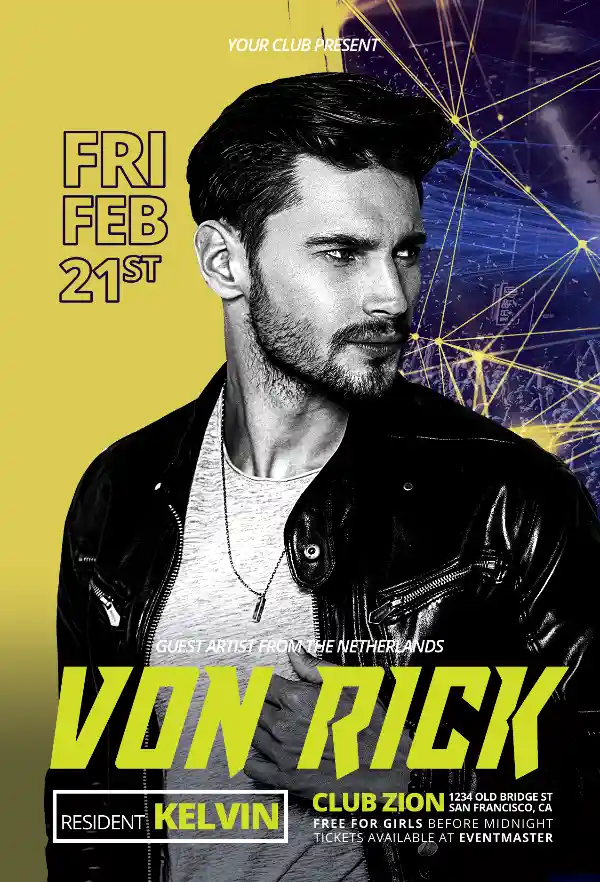 Club DJ Party Free PSD Flyer Template
