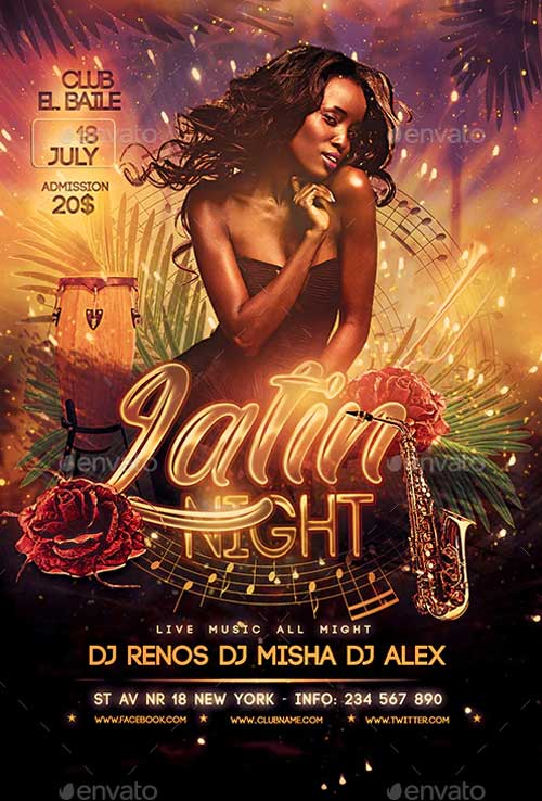 Latin Night Party Flyer Template