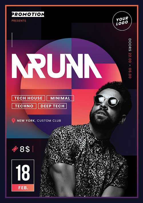 Minimal Electro DJ Party Flyer Template