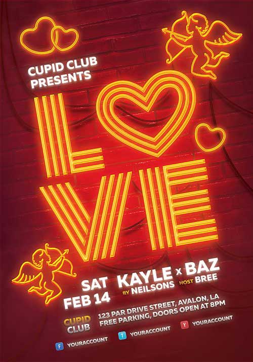 Neon Valentine Flyer Template