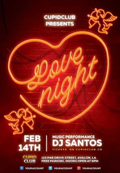 Neon Valentines Day Flyer Template