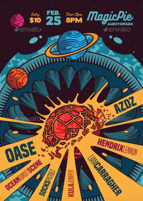 Space Indie Rock Flyer Template