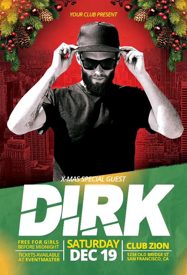 X-Mas DJ Free PSD Flyer Template