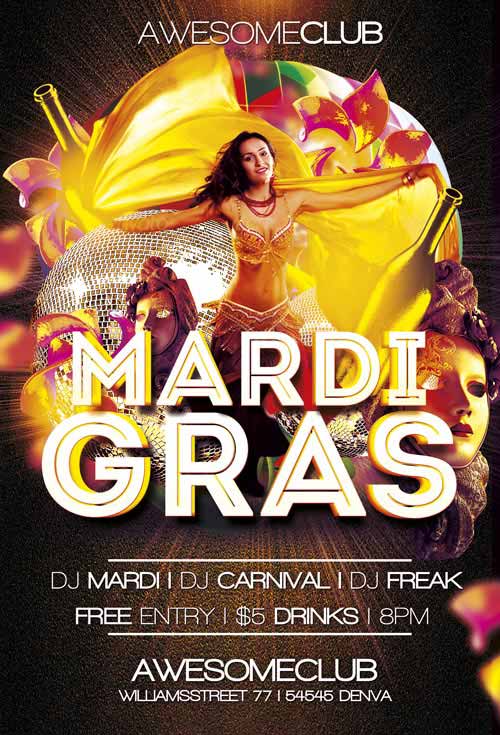 Mardi Gras Free Flyer Template