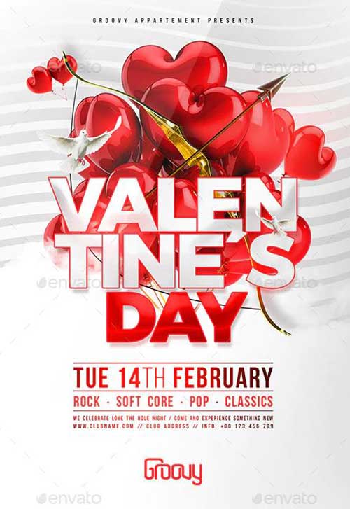 Valentines Day Party Flyer PSD Template