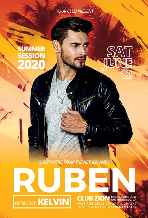DJ Club Party Free PSD Flyer Template