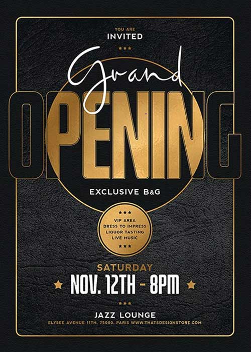 Black Gold Party Club Flyer Template