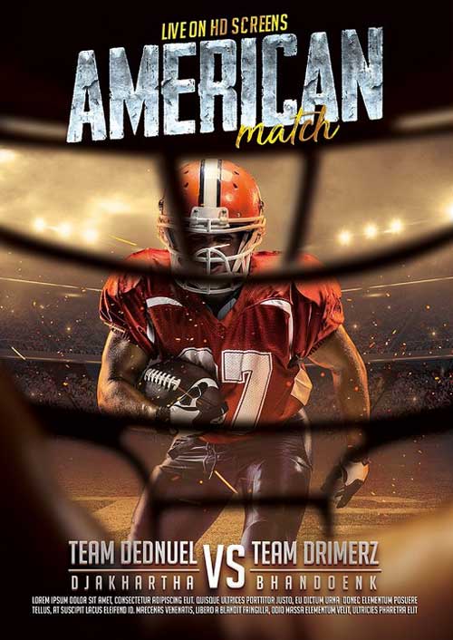 Live American Football Match Flyer Template
