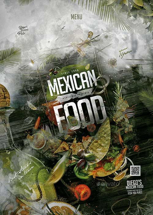 Menu Mexican Cafe Flyer Template