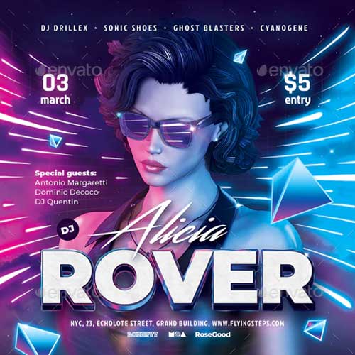 Party DJ Neon Flyer Template