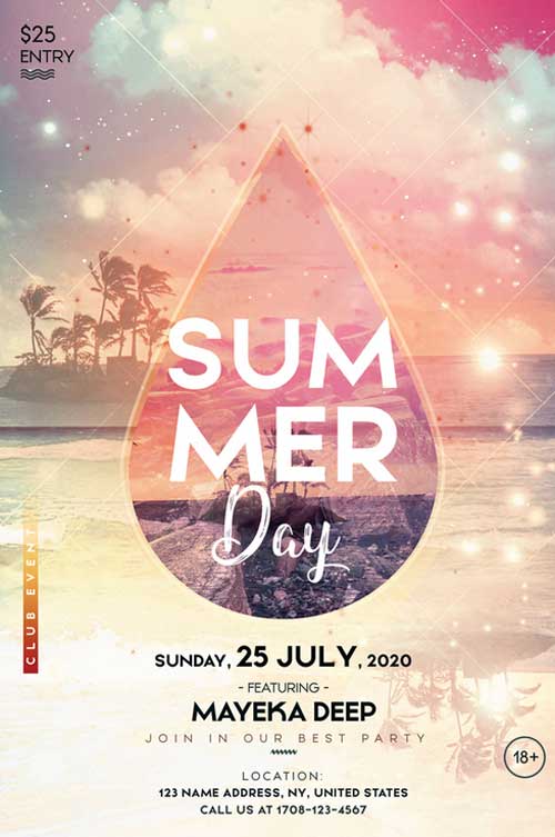 Summer Party Day Free PSD Flyer Template