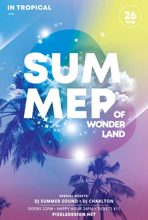 Summer Party Land Free PSD Flyer Template